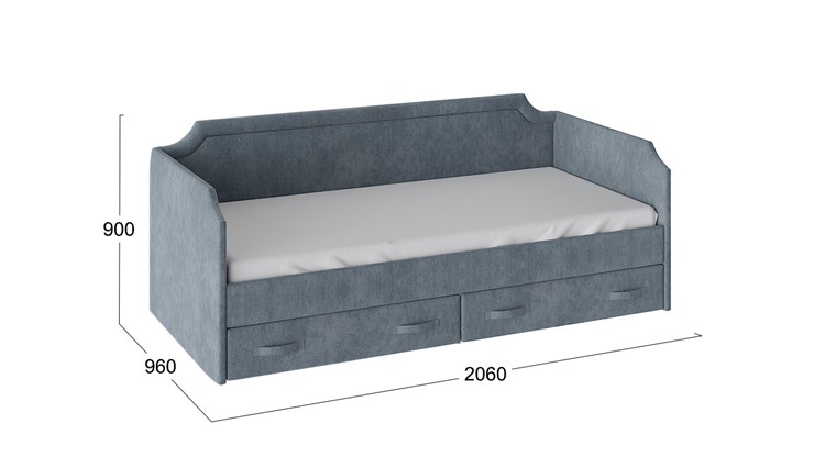 Кровать подростковая Кантри Тип 1, ТД-308.12.02 (Замша синяя) в Элисте - изображение 2