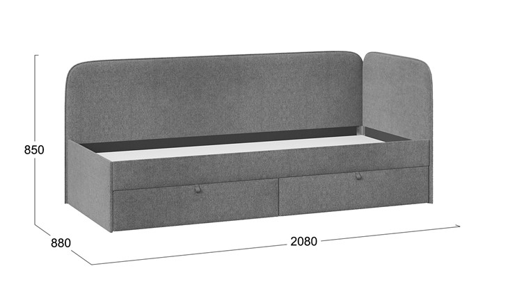 Подростковая кровать Молли тип 1 (80), Микровелюр Scandi Graphite 22 в Элисте - изображение 3