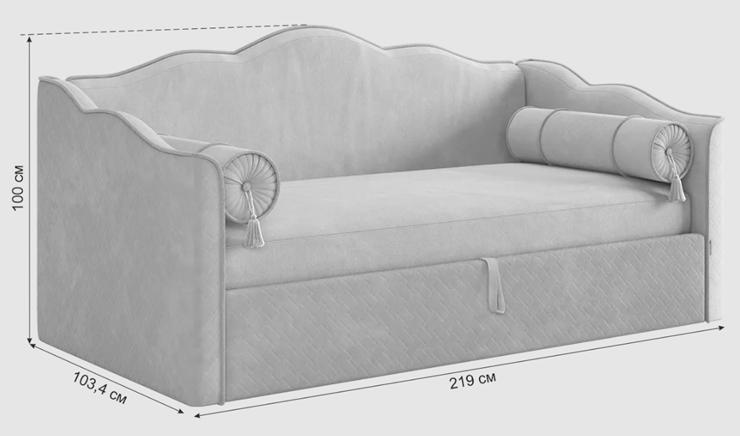 Детская кровать с подъемным механизмом Лея (Софа) 90х200 (галька (велюр)/графит (велюр)) в Элисте - изображение 6