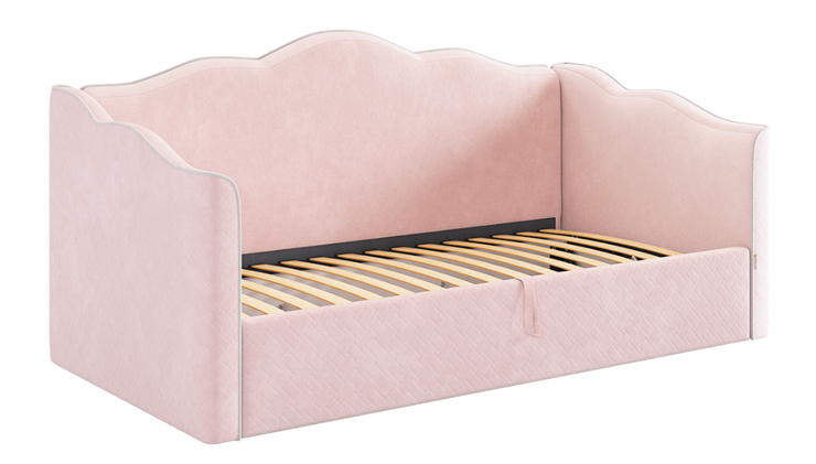 Кроватка с подъемным механизмом Лея (Софа) 90х200 (нежно-розовый (велюр)/галька (велюр)) в Элисте - изображение 2