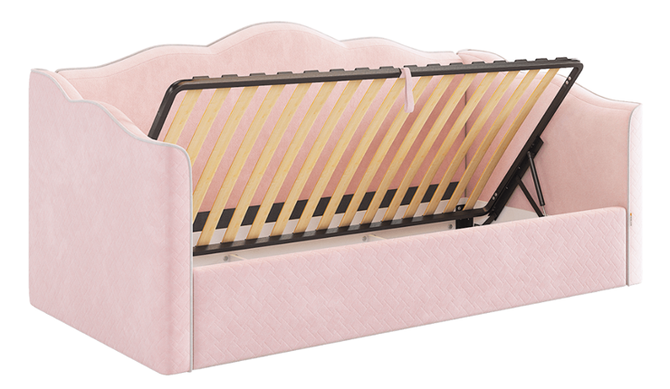 Кроватка с подъемным механизмом Лея (Софа) 90х200 (нежно-розовый (велюр)/галька (велюр)) в Элисте - изображение 4