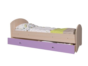 Кровать детская с ящиком Мозайка без бортиков, корпус Млечный дуб/фасад Ирис (щиты) в Элисте