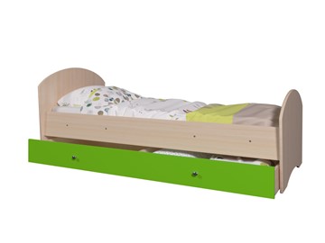 Детская кровать с ящиком Мозайка без бортиков, корпус Млечный дуб/фасад Лайм (щиты) в Элисте