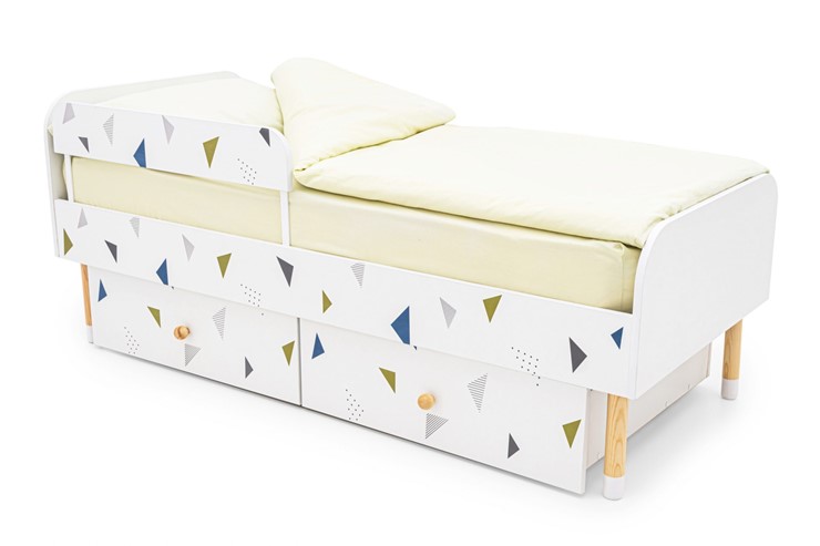 Кровать в детскую Stumpa Классика "Треугольники зеленый, синий" в Элисте - изображение 3