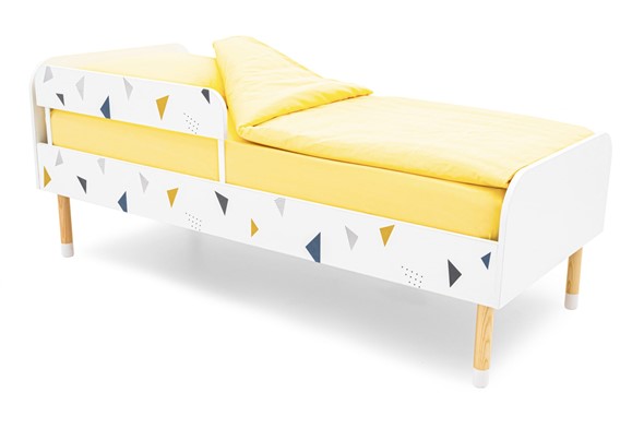 Кровать детская Stumpa Классика "Треугольники желтый, синий" в Элисте - изображение