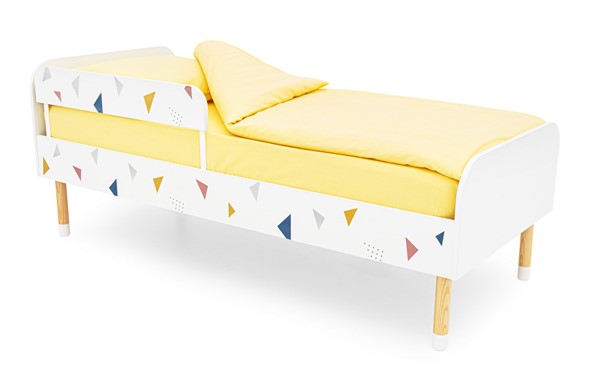 Детская кровать Stumpa Классика "Треугольники желтый, синий, розовый" в Элисте - изображение
