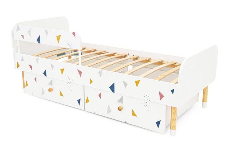 Детская кровать Stumpa Классика "Треугольники желтый, синий, розовый" в Элисте - изображение 11
