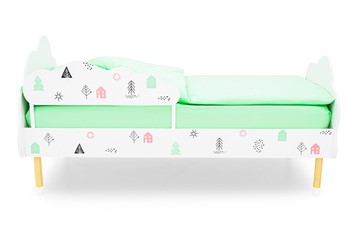 Детская кровать Stumpa Облако "Домики розовый, бирюзовый" в Элисте - предосмотр 1
