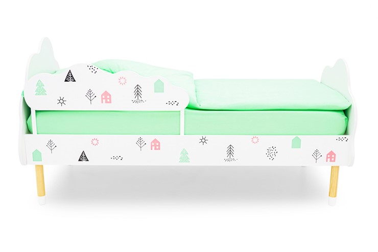 Детская кровать Stumpa Облако "Домики розовый, бирюзовый" в Элисте - изображение 1