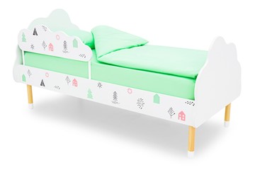Детская кровать Stumpa Облако "Домики розовый, бирюзовый" в Элисте