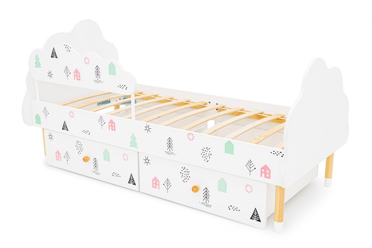 Детская кровать Stumpa Облако "Домики розовый, бирюзовый" в Элисте - изображение 7