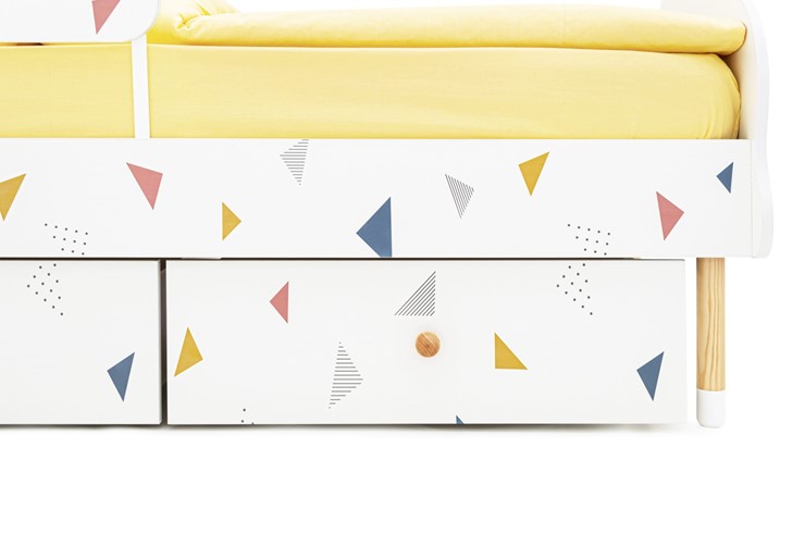 Кроватка Stumpa Облако "Треугольники желтый, синий, розовый" в Элисте - изображение 2
