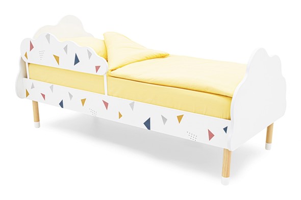 Кроватка Stumpa Облако "Треугольники желтый, синий, розовый" в Элисте - изображение