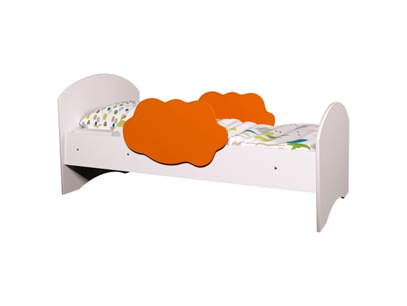 Кровать с бортиками Тучка, корпус Белый, фасад Оранжевый в Элисте - изображение