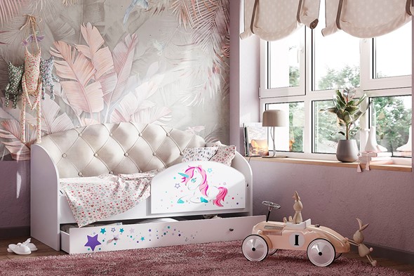 Детская кровать с бортиками Звездочка с бортиком, Бежевый в Элисте - изображение