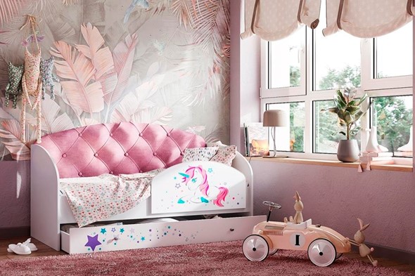 Детская кровать с ящиками Звездочка с бортиком, Розовый в Элисте - изображение