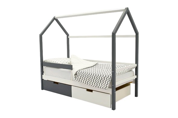 Детская кровать-домик Svogen графит-белый в Элисте - изображение
