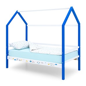 Кровать-домик в детскую Svogen сине-белый/барашки в Элисте
