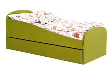 Кровать в детскую с ящиком Letmo оливковый (велюр) в Элисте - предосмотр