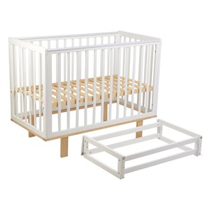 Кровать для новорожденных серия 3400 POLINI Kids Simple 340 с маятником Белый / Натуральный в Элисте - предосмотр 11