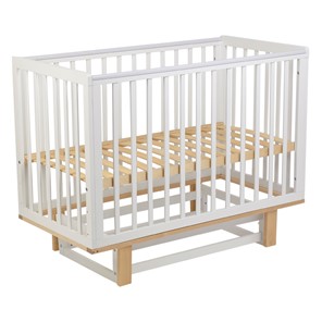 Кровать для новорожденных серия 3400 POLINI Kids Simple 340 с маятником Белый / Натуральный в Элисте