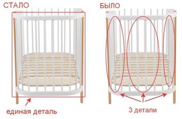 Кроватка детская POLINI Kids Simple 350 Белый / Натуральный в Элисте - предосмотр 18