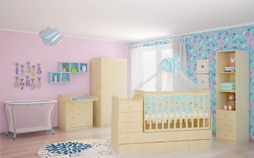 Кровать для новорожденных с комодом POLINI Kids Simple 1100 Натуральный в Элисте - предосмотр 3