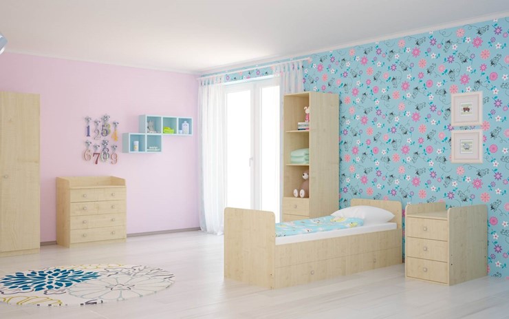 Кровать для новорожденных с комодом POLINI Kids Simple 1100 Натуральный в Элисте - изображение 4