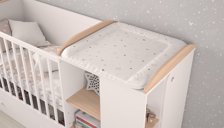 Многофункциональная кровать с комодом POLINI Kids Ameli 800 Белый / Дуб пастельный, серия AMELI в Элисте - изображение 4
