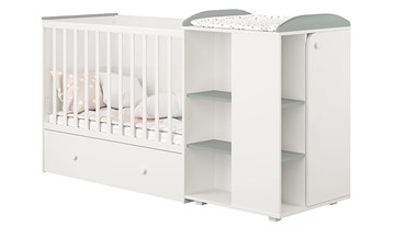 Детская кровать-трансформер с комодом POLINI Kids Ameli 800 Белый / Серый, серия AMELI в Элисте - предосмотр 1