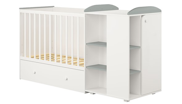 Детская кровать-трансформер с комодом POLINI Kids Ameli 800 Белый / Серый, серия AMELI в Элисте - изображение