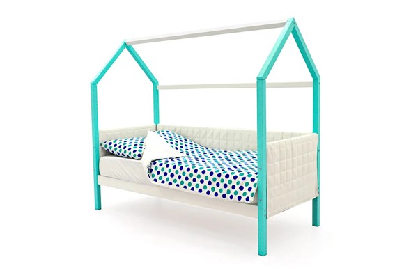 Детская кровать-домик «Svogen мятный-белый» мягкая в Элисте - изображение