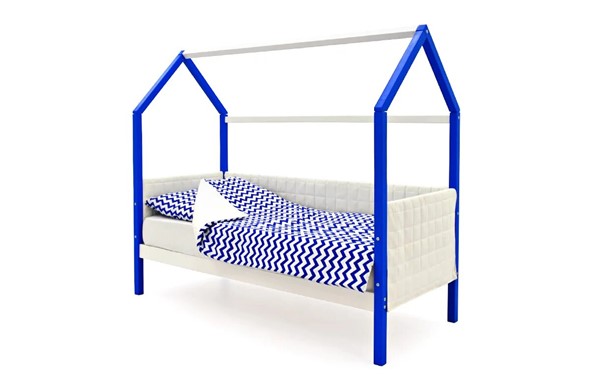Кровать-домик в детскую «Svogen сине-белый» мягкая в Элисте - изображение