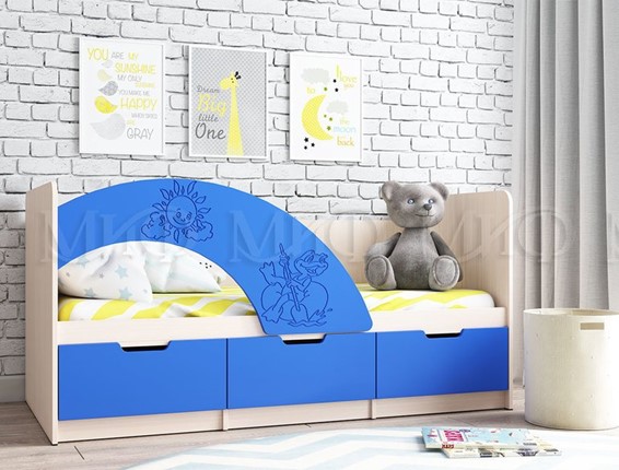 Детская кровать Юниор-3, синий матовый в Элисте - изображение