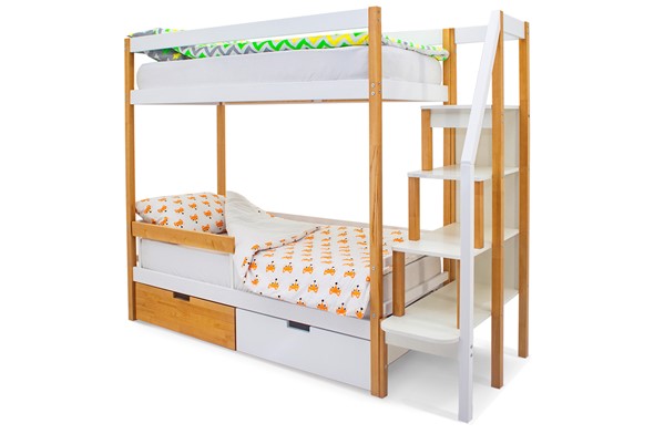 Детская 2-этажная кровать Svogen дерево-белый в Элисте - изображение