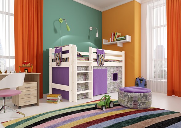 Кровать-чердак детская Соня, Вариант 11 Белый в Элисте - изображение