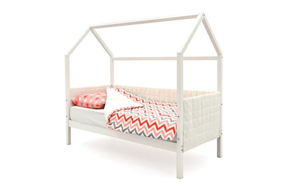 Кровать-домик в детскую «Svogen белая» мягкая в Элисте - изображение