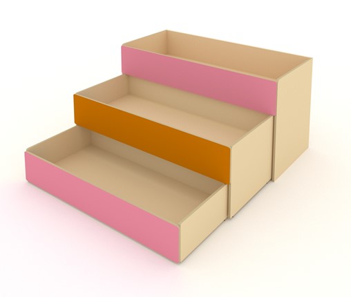 Кровать для детей 3-х уровневая КД-3, Беж + Розовый + Оранжевый в Элисте - изображение