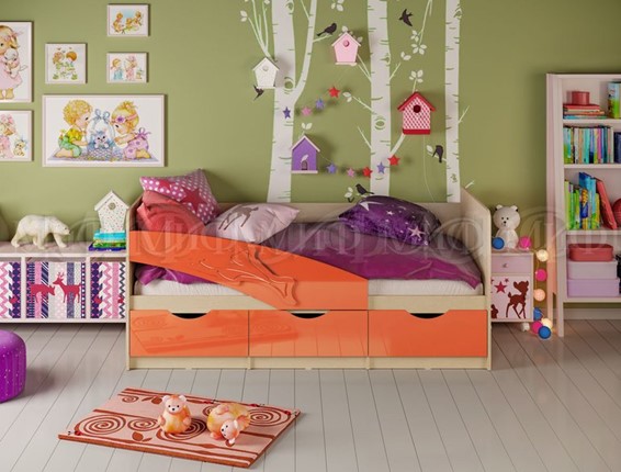 Кровать в детскую Дельфин, Оранжевый глянец 80х160 в Элисте - изображение