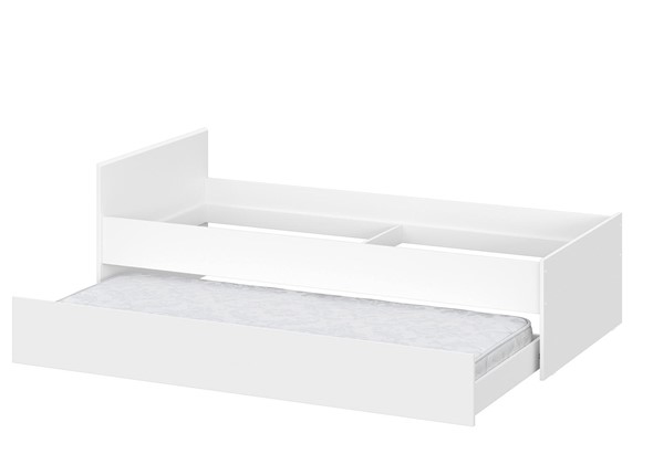Выкатная детская кровать Токио, белый текстурный (одинарная (0,9х2,0) + выкатная) в Элисте - изображение