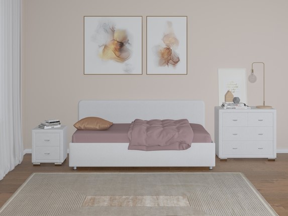 Детская кровать с подъемным механизмом Siesta, 90х200, экокожа белая в Элисте - изображение