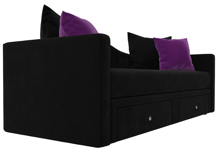 Диван-кровать Дориан, Черный/Фиолетовый (Микровельвет) в Элисте - изображение 2