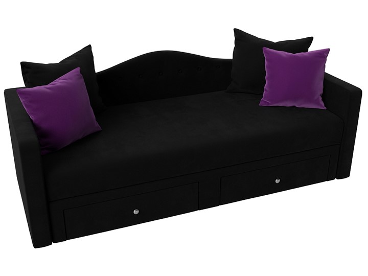 Диван-кровать Дориан, Черный/Фиолетовый (Микровельвет) в Элисте - изображение 4