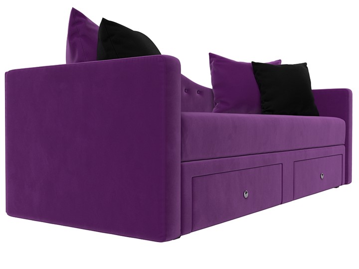 Детский диван Дориан, Фиолетовый/Черный (Микровельвет) в Элисте - изображение 2