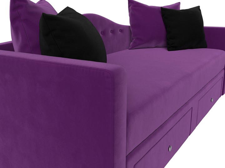 Детский диван Дориан, Фиолетовый/Черный (Микровельвет) в Элисте - изображение 3