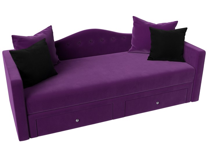 Детский диван Дориан, Фиолетовый/Черный (Микровельвет) в Элисте - изображение 4