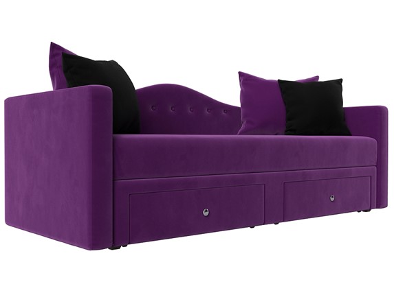 Детский диван Дориан, Фиолетовый/Черный (Микровельвет) в Элисте - изображение