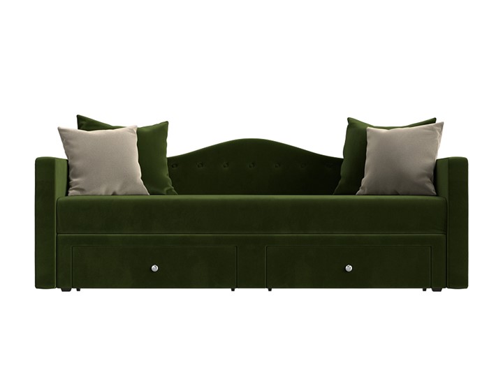 Диван-кровать Дориан, Зеленый/Бежевый (Микровельвет) в Элисте - изображение 1