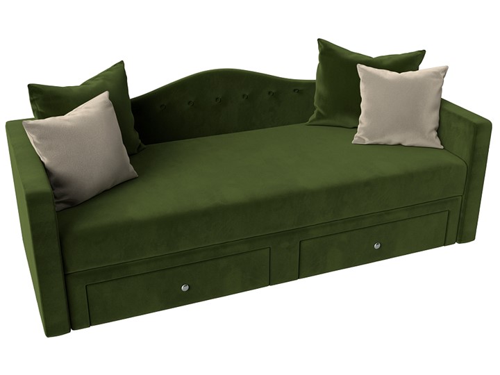 Диван-кровать Дориан, Зеленый/Бежевый (Микровельвет) в Элисте - изображение 4