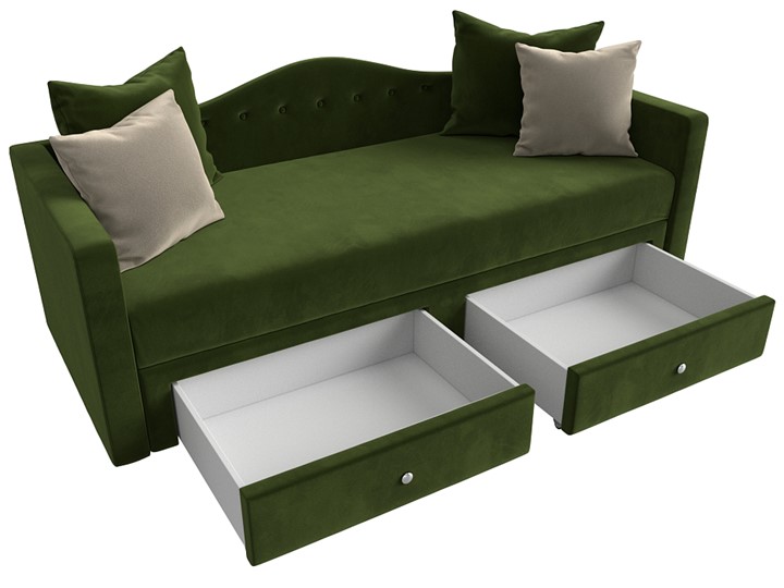 Диван-кровать Дориан, Зеленый/Бежевый (Микровельвет) в Элисте - изображение 5
